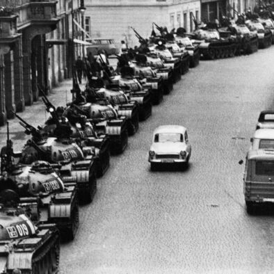 Image: 0014917498, License: Rights managed, Original caption: 8/28/1968-Prague, Czechoslovakia-: Soviet tanks line Atlstaedter-Ring Street in Prague early August 28th. Reports August 27th indicated most Warsaw Pact forces had moved out of Prague proper., Place: Prague, Czechoslovakia, Model Release: No or not aplicable, Credit line: Profimedia.cz, Corbis